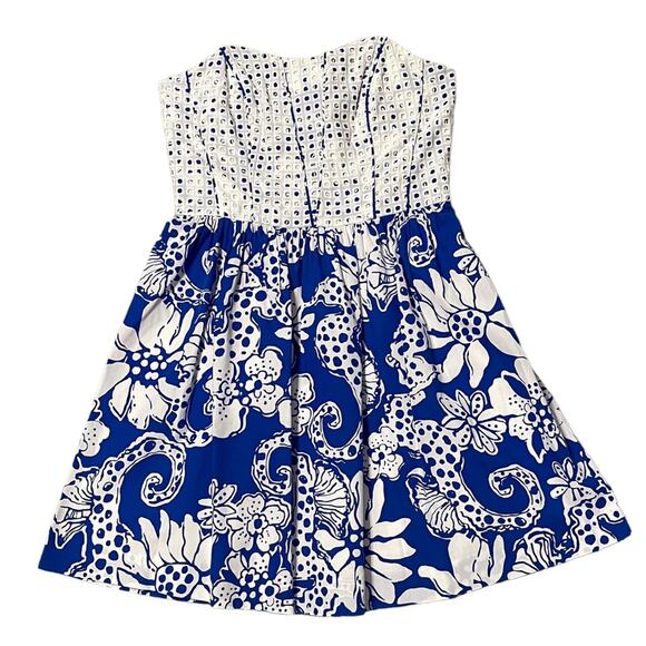 Lilly Pulitzer Ferris Strapless Resort Dress White Grid Eyelet Size 6 - Picture 3 of 7